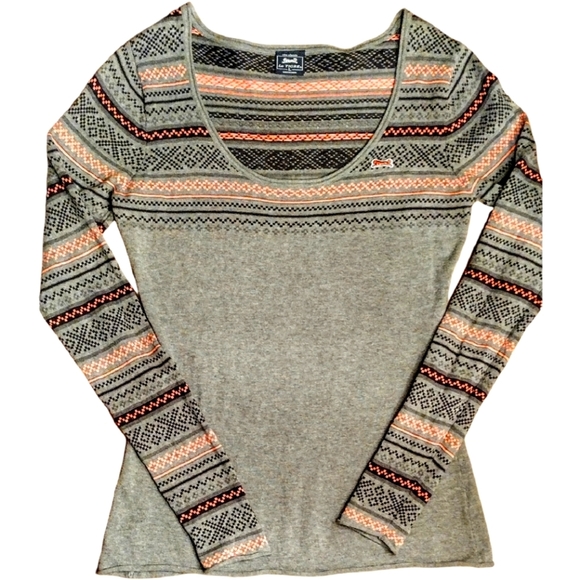 Le Tigre Sweaters - The Classic Le Tiger Sweater, Women's Size Large, Gray/Black/Pink